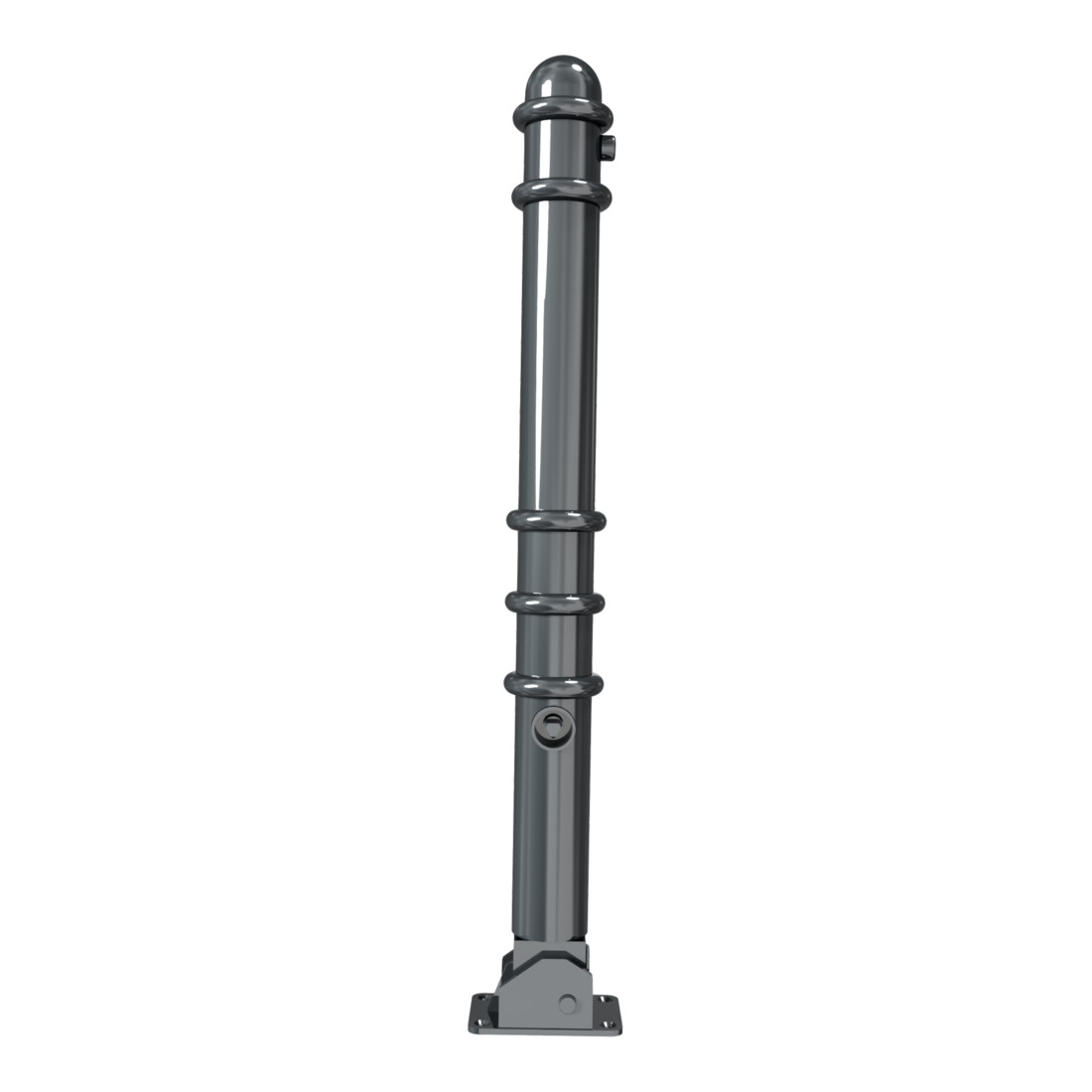 Schake Absperrstilpfosten Typ 479FUB, umlegbar + Dreikantverschluß, Ø 76mm + Zierringen,