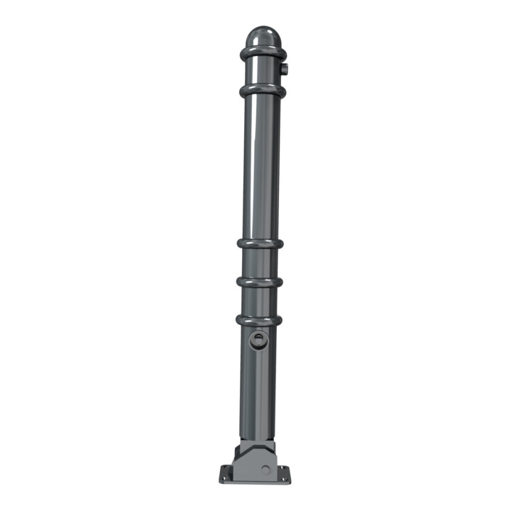 Schake Absperrstilpfosten Typ 479FUB, umlegbar + Dreikantverschluß, Ø 76mm + Zierringen,