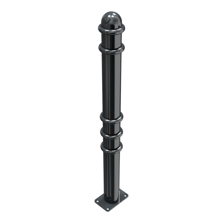 Schake Absperrstilpfosten Typ 479PB, ortsfest, Ø 76mm + Zierringen, beschichtet,