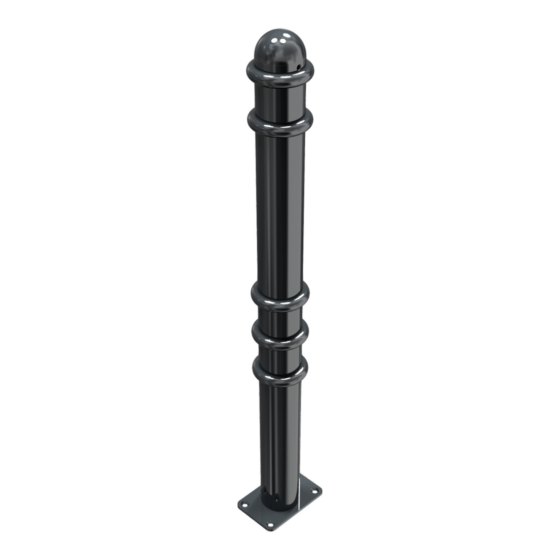 Schake Absperrstilpfosten Typ 479PB, ortsfest, Ø 76mm + Zierringen, beschichtet,