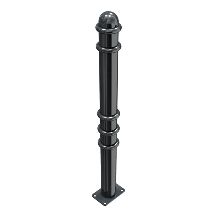 Schake Absperrstilpfosten Typ 479PB, ortsfest, Ø 76mm + Zierringen, beschichtet,