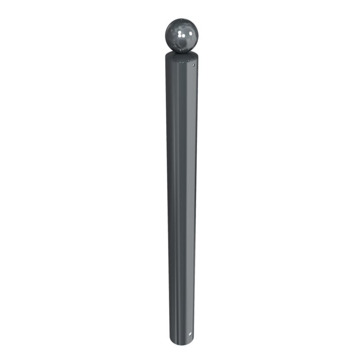 Schake Absperrstilpfosten Typ 492B, ortsfest- + Kugelkopf, zum Einbetonieren, Stahlrundrohr 102 mm, beschichtet,
