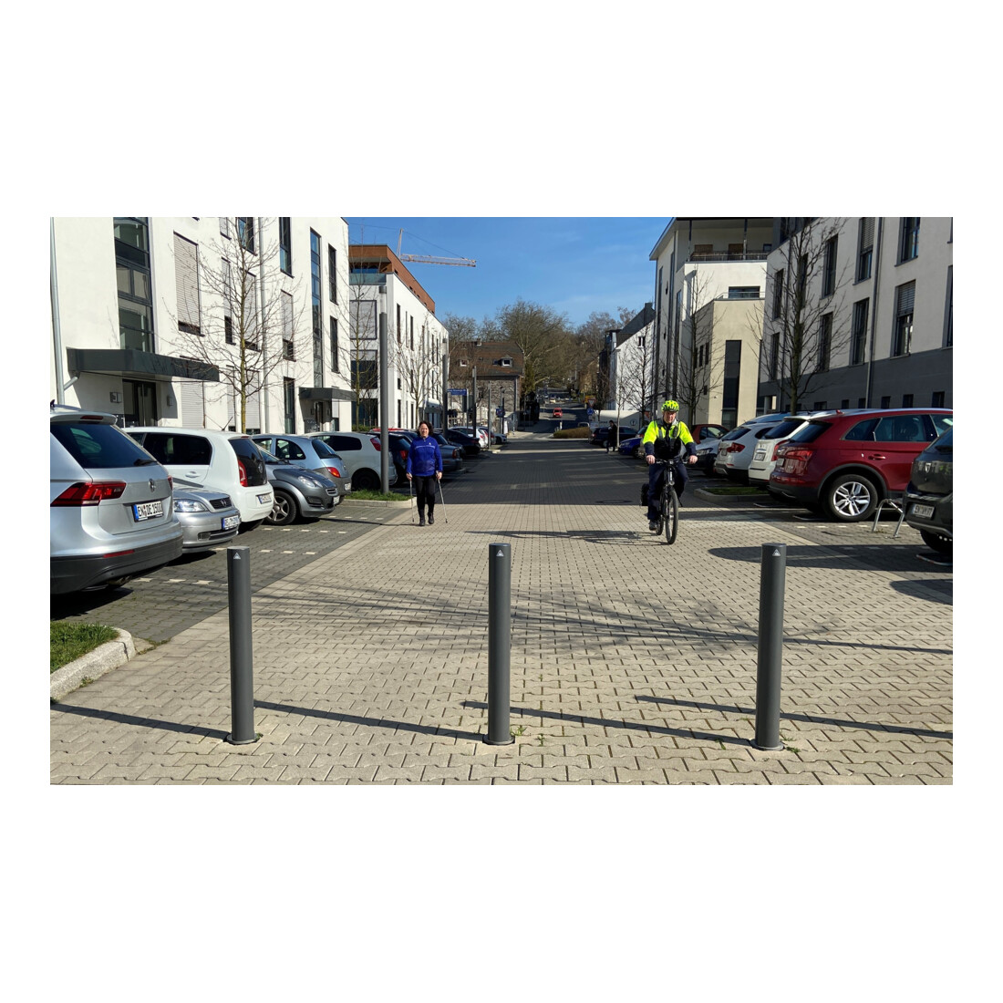 Schake Absperrstilpfosten Typ 492B, ortsfest- + Kugelkopf, zum Einbetonieren, Stahlrundrohr 102 mm, beschichtet,