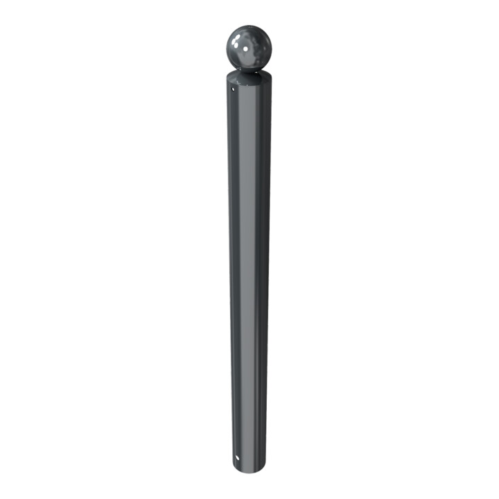 Schake Absperrstilpfosten Typ 492B, ortsfest- + Kugelkopf, zum Einbetonieren, Stahlrundrohr 102 mm, beschichtet,