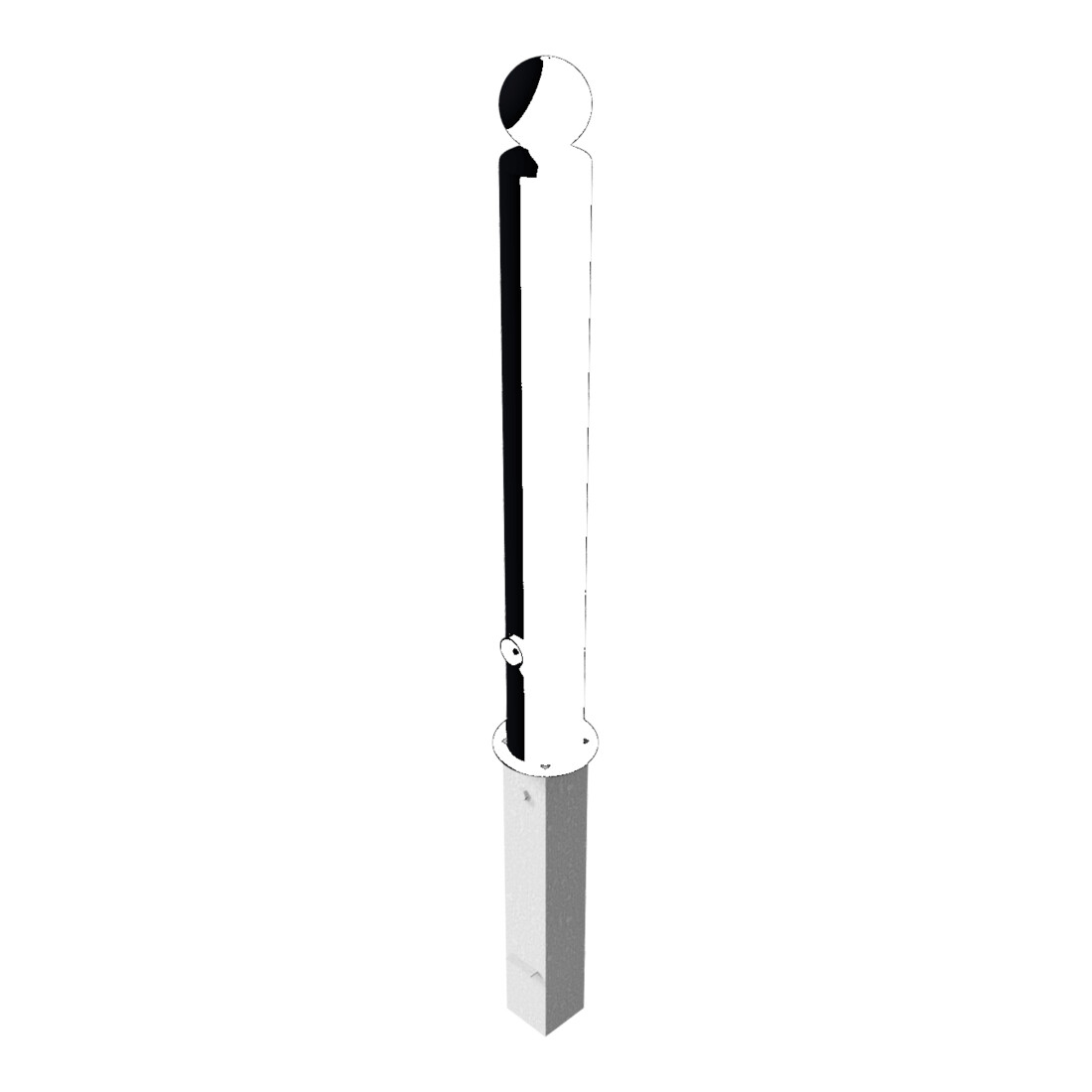 Schake Absperrstilpfosten Typ 492FB, herausnehmbar, zum Einbetonieren + Bodenhülse Stahlrundrohr 102 mm + Kugelkopf ca. 950 mm Überflur + Dreikantverschluß nach DIN 3223, beschichtet