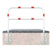 Schake Abweisebügel Ø 60mm, Breite 1000 mm, Höhe Überflur 1000 mm, herausnehmbar + Dreikantverschluß + Querholm + Bodenhülsen, beschichtet, weiß / rot