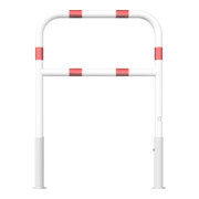 Schake Abweisebügel Ø 60mm, Breite 1000 mm, Höhe Überflur 1000 mm, herausnehmbar + Dreikantverschluß + Querholm + Bodenhülsen, beschichtet, weiß / rot-4