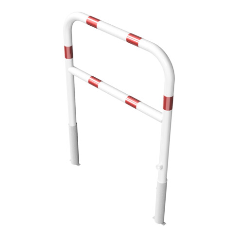 Schake Abweisebügel Ø 60mm, Breite 1000 mm, Höhe Überflur 1000 mm, herausnehmbar + Dreikantverschluß + Querholm + Bodenhülsen, beschichtet, weiß / rot