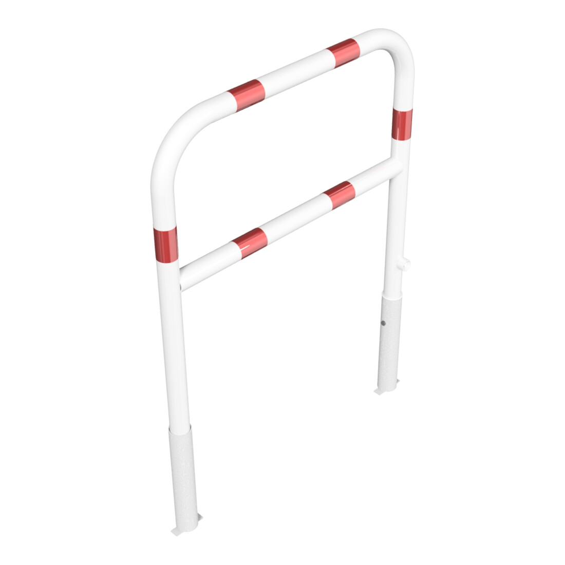 Schake Abweisebügel Ø 60mm, Breite 1000 mm, Höhe Überflur 1000 mm, herausnehmbar + Dreikantverschluß + Querholm + Bodenhülsen, beschichtet, weiß / rot