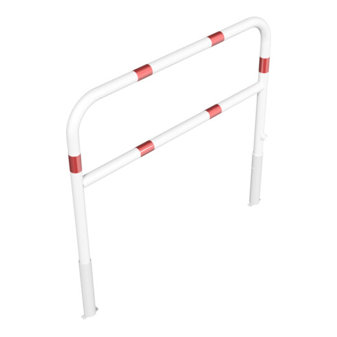 Schake Abweisebügel Ø 60mm, Breite 1500 mm, Höhe Überflur 1000 mm, herausnehmbar + Dreikantverschluß + Querholm + Bodenhülsen, beschichtet, weiß / rot