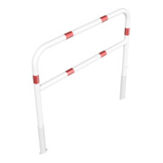Schake Abweisebügel Ø 60mm, Breite 1500 mm, Höhe Überflur 1000 mm, herausnehmbar + Dreikantverschluß + Querholm + Bodenhülsen, beschichtet, weiß / rot-5