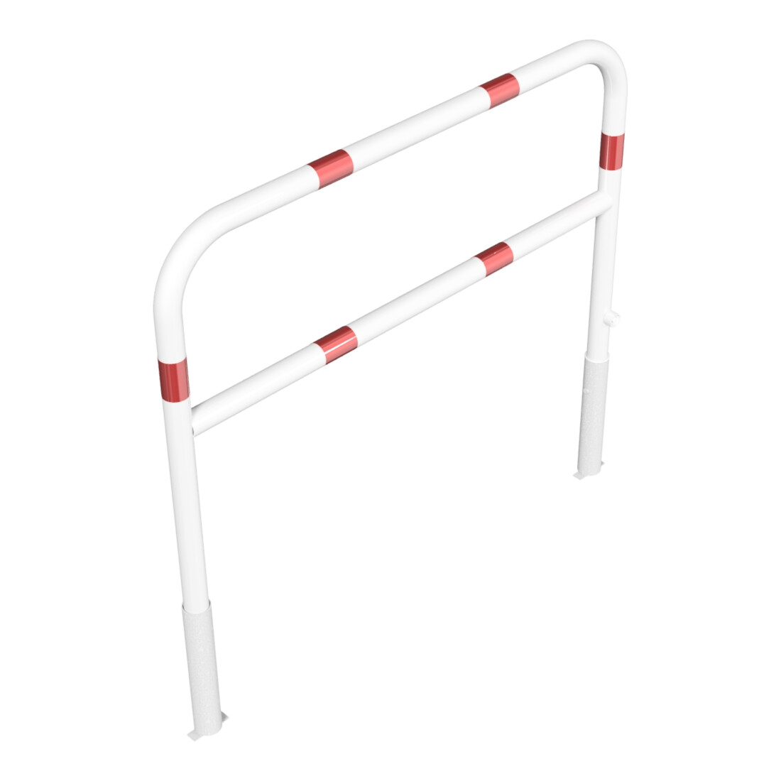Schake Abweisebügel Ø 60mm, Breite 1500 mm, Höhe Überflur 1000 mm, herausnehmbar + Dreikantverschluß + Querholm + Bodenhülsen, beschichtet, weiß / rot