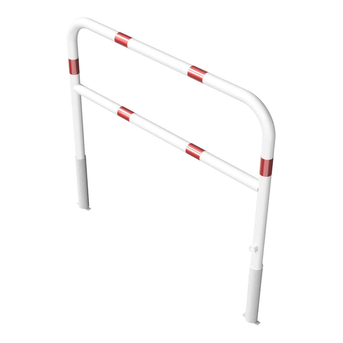 Schake Abweisebügel Ø 60mm, Breite 1500 mm, Höhe Überflur 1000 mm, herausnehmbar + Dreikantverschluß + Querholm + Bodenhülsen, beschichtet, weiß / rot