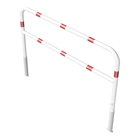 Schake Abweisebügel Ø 60mm, Breite 2000 mm, Höhe Überflur 1000 mm, herausnehmbar + Dreikantverschluß + Querholm + Bodenhülsen, beschichtet, weiß / rot