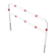 Schake Abweisebügel Ø 60mm, Breite 2000 mm, Höhe Überflur 1000 mm, herausnehmbar + Dreikantverschluß + Querholm + Bodenhülsen, beschichtet, weiß / rot-2
