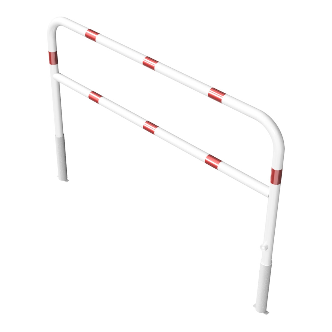 Schake Abweisebügel Ø 60mm, Breite 2000 mm, Höhe Überflur 1000 mm, herausnehmbar + Dreikantverschluß + Querholm + Bodenhülsen, beschichtet, weiß / rot