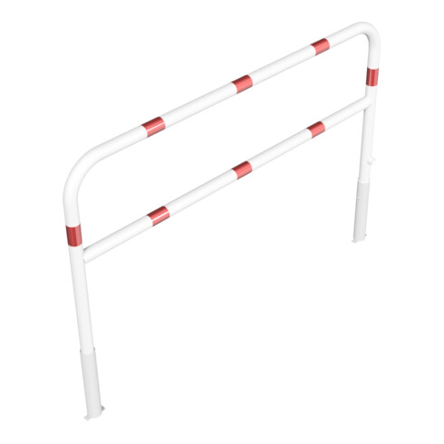 Schake Abweisebügel Ø 60mm, Breite 2000 mm, Höhe Überflur 1000 mm, herausnehmbar + Dreikantverschluß + Querholm + Bodenhülsen, beschichtet, weiß / rot