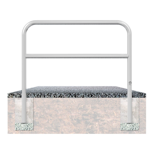 Schake Abweisebügel Ø 60mm, Breite 2500 mm, Höhe Überflur 1000 mm, herausnehmbar + Dreikantverschluß + Querholm + Bodenhülsen