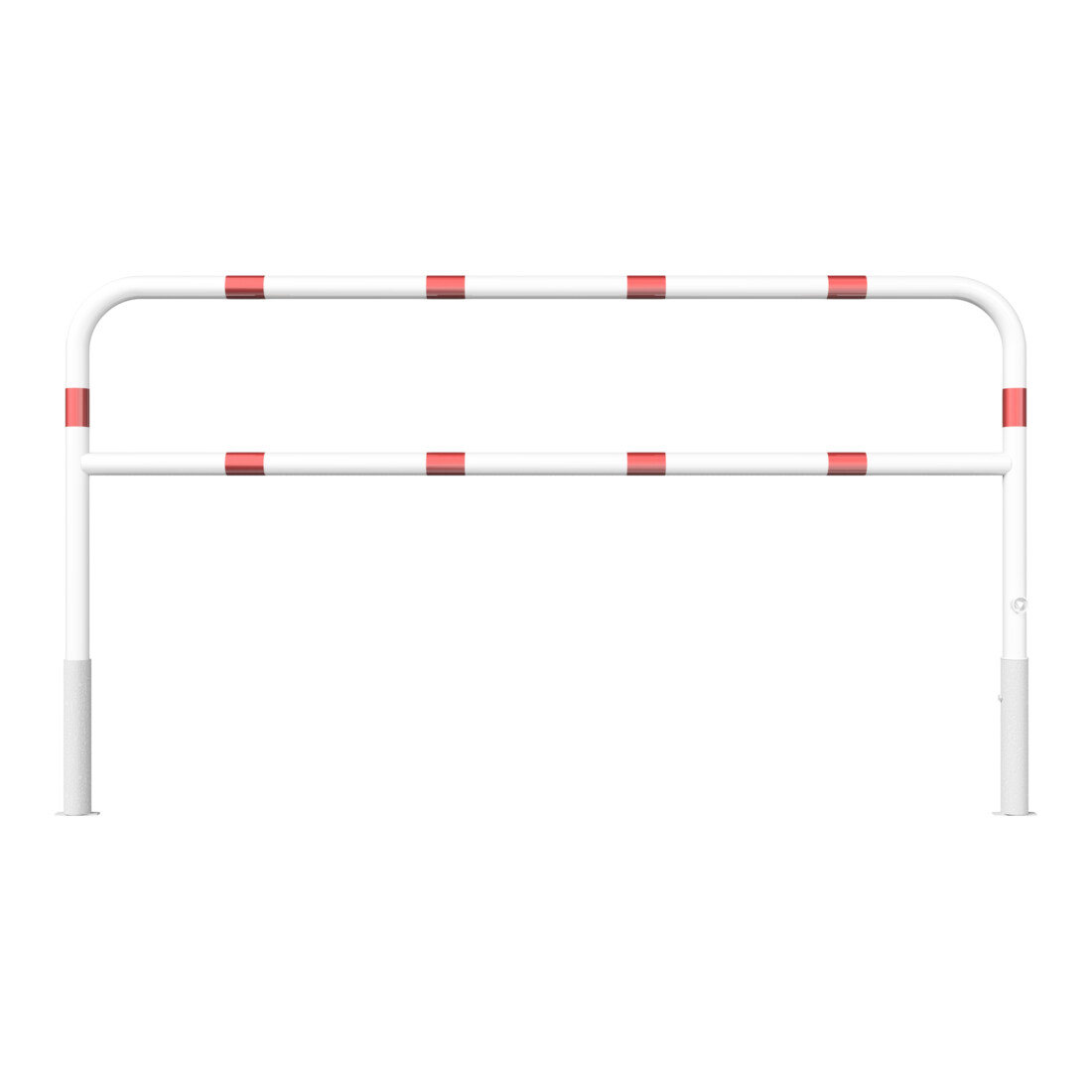 Schake Abweisebügel Ø 60mm, Breite 2500 mm, Höhe Überflur 1000 mm, herausnehmbar + Dreikantverschluß + Querholm + Bodenhülsen, beschichtet, weiß / rot
