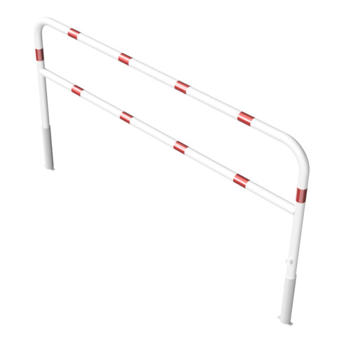 Schake Abweisebügel Ø 60mm, Breite 2500 mm, Höhe Überflur 1000 mm, herausnehmbar + Dreikantverschluß + Querholm + Bodenhülsen, beschichtet, weiß / rot