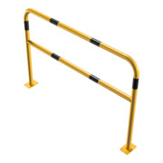Schake Abweisebügel Ø48mm Breite: 1500mm, Höhe: 1000 mm + Querholm, + Bodenplatten zum Aufdübeln, beschichtet, gelb / schwarz-5