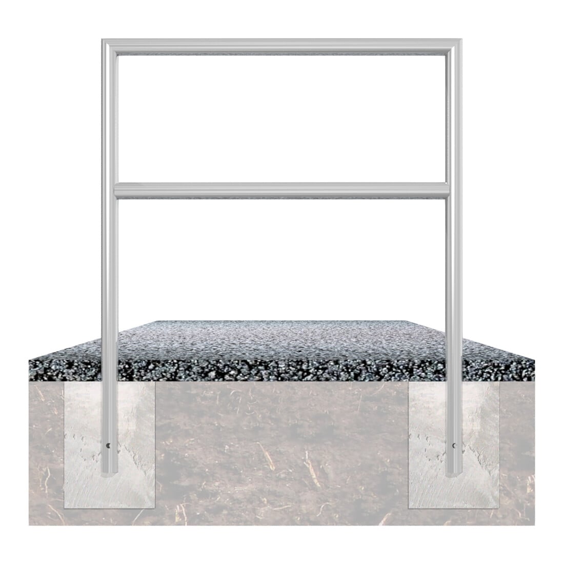 Schake Abweisebügel auf Gehrung, Ø48mm Breite: 500mm, Höhe: 1200 mm + Querholm, beschichtet