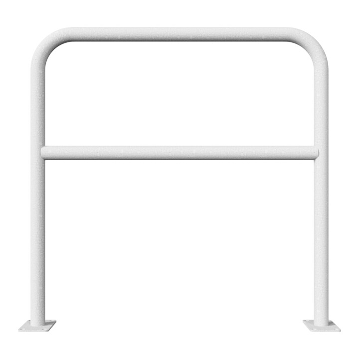 Schake Abweisebügel aus Stahlrohr Ø 48 x 2,5 mm Breite: 1000 mm, Höhe: 1000 mm + Querholm, zum Aufdübeln
