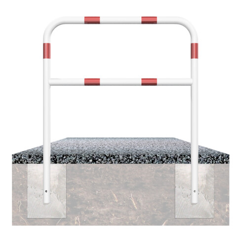 Schake Abweisebügel aus Stahlrohr Ø 48 x 2,5 mm Breite: 1000 mm, Höhe: 1200 mm + Querholm, beschichtet, zum Einbetonieren