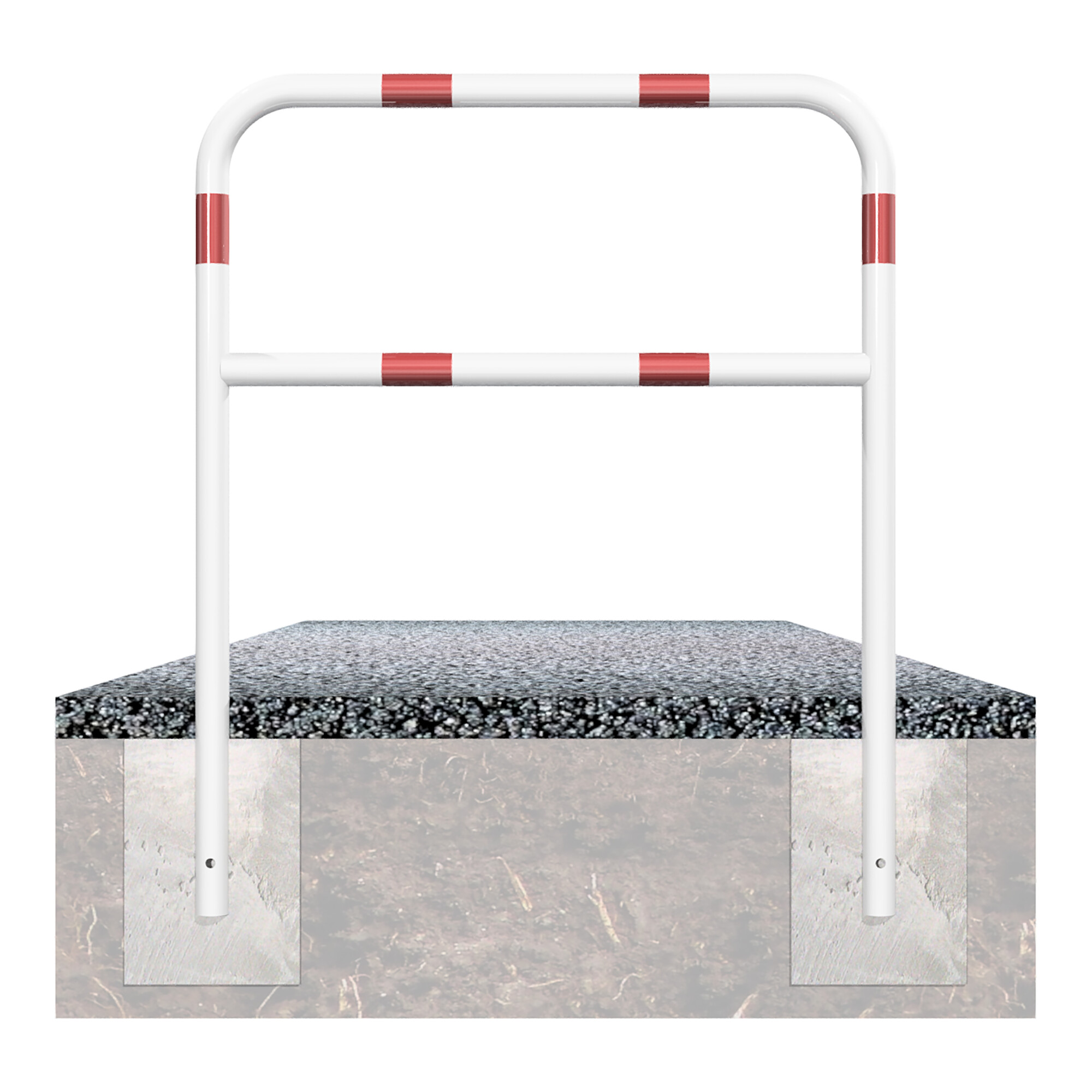 Schake Abweisebügel aus Stahlrohr Ø 48 x 2,5 mm Breite: 1000 mm, Höhe: 1200 mm + Querholm, beschichtet, zum Einbetonieren