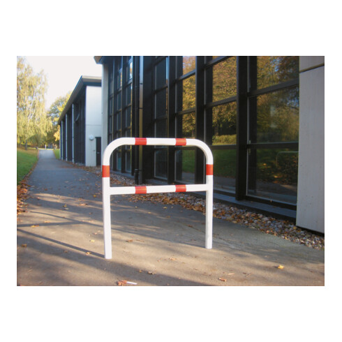 Schake Abweisebügel aus Stahlrohr Ø 48 x 2,5 mm Breite: 1000 mm, Höhe: 1200 mm + Querholm, beschichtet, zum Einbetonieren