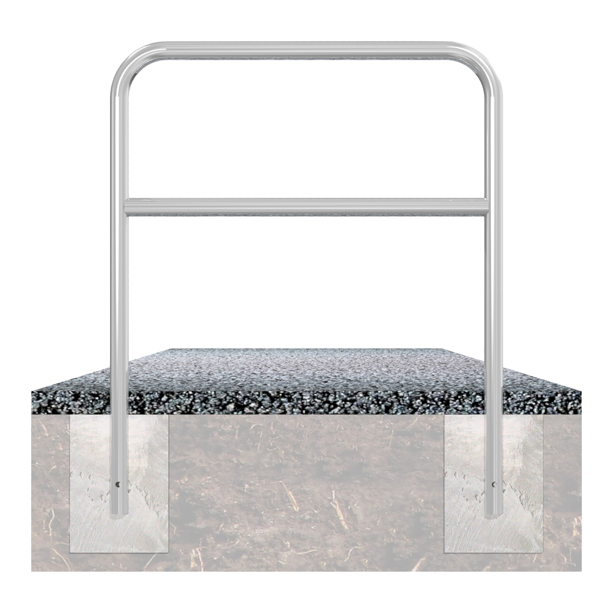 Schake Abweisebügel aus Stahlrohr Ø 48 x 2,5 mm Breite: 1000 mm, Höhe: 1200 mm + Querholm, zum Einbetonieren