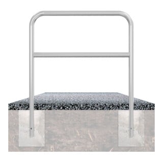 Schake Abweisebügel aus Stahlrohr Ø 48 x 2,5 mm Breite: 1000 mm, Höhe: 1400 mm + Querholm, zum Einbetonieren