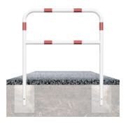 Schake Abweisebügel aus Stahlrohr Ø 48 x 2,5 mm Breite: 1200 mm, Höhe: 1200 mm + Querholm, beschichtet, zum Einbetonieren