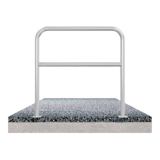 Schake Abweisebügel aus Stahlrohr Ø 48 x 2,5 mm Breite: 1500 mm, Höhe: 1000 mm + Querholm, zum Aufdübeln