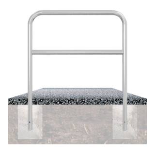 Schake Abweisebügel aus Stahlrohr Ø 48 x 2,5 mm Breite: 1500 mm, Höhe: 1400 mm + Querholm, zum Einbetonieren