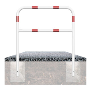 Schake Abweisebügel aus Stahlrohr Ø 48 x 2,5 mm Breite: 2000 mm, Höhe: 1400 mm + Querholm, beschichtet, zum Einbetonieren