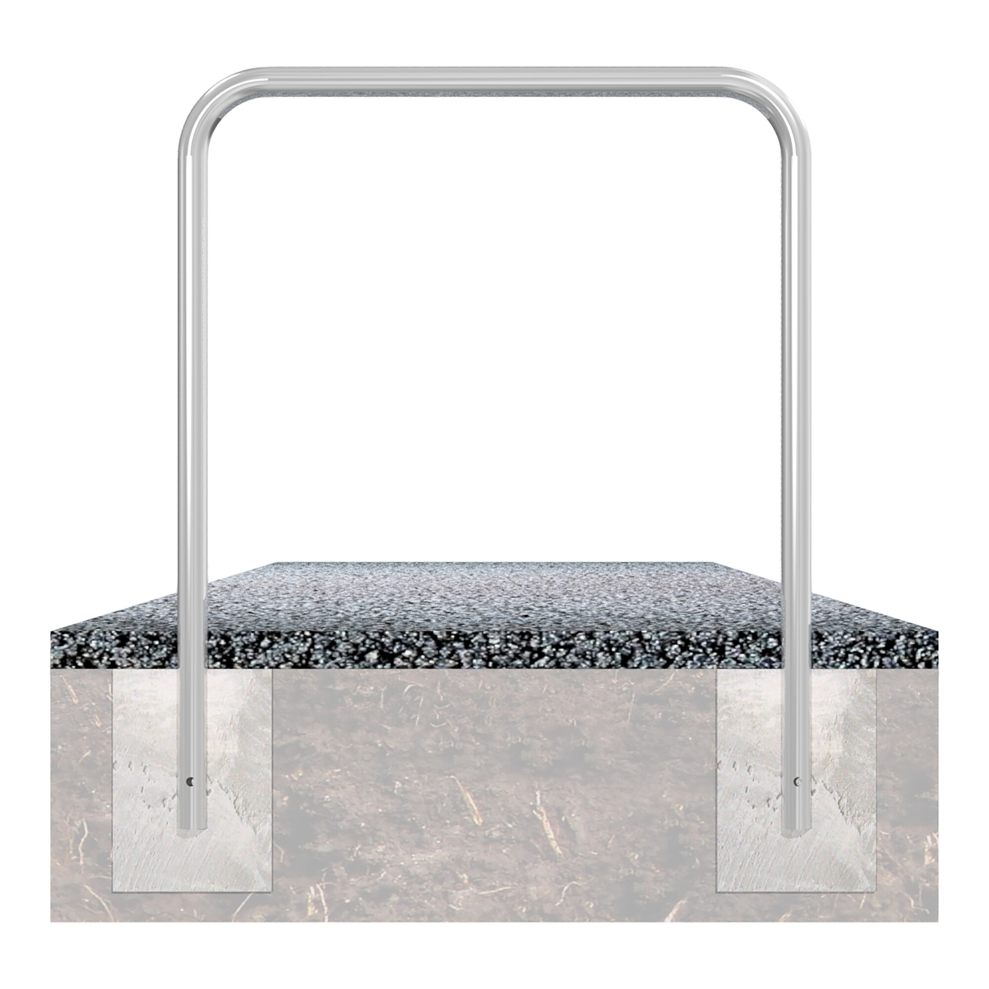 Schake Abweisebügel aus Stahlrohr Ø 48 x 2,5 mm Breite: 2500 mm, Höhe: 1400 mm ohne Querholm, zum Einbetonieren