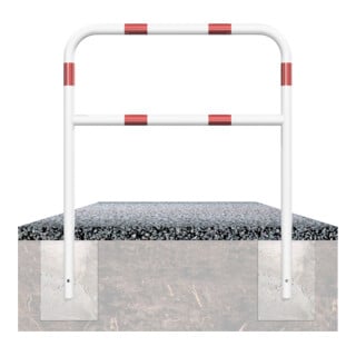 Schake Abweisebügel aus Stahlrohr Ø 48 x 2,5 mm Breite: 2500 mm, Höhe: 1400 mm + Querholm, beschichtet, zum Einbetonieren