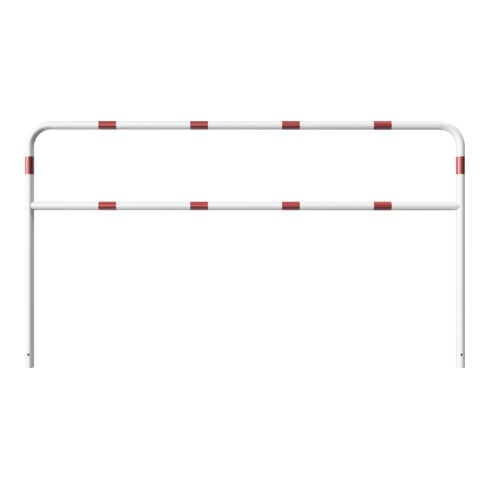 Schake Abweisebügel aus Stahlrohr Ø 48 x 2,5 mm Breite: 2500 mm, Höhe: 1400 mm + Querholm, beschichtet, zum Einbetonieren