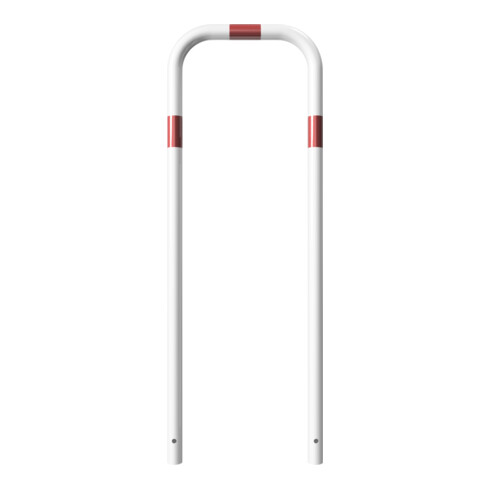 Schake Abweisebügel aus Stahlrohr Ø48mm ohne Querholm, beschichtet, weiß / rot