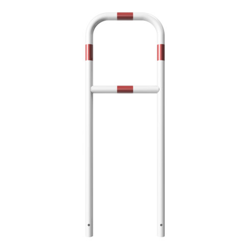 Schake Abweisebügel aus Stahlrohr Ø 48 x 2,5 mm Breite: 500 mm, Höhe: 1400 mm + Querholm, beschichtet, zum Einbetonieren