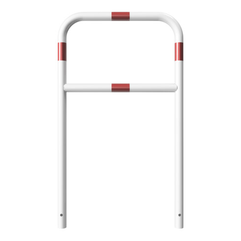 Schake Abweisebügel aus Stahlrohr Ø 48 x 2,5 mm Breite: 700 mm, Höhe: 1200 mm + Querholm, beschichtet, zum Einbetonieren