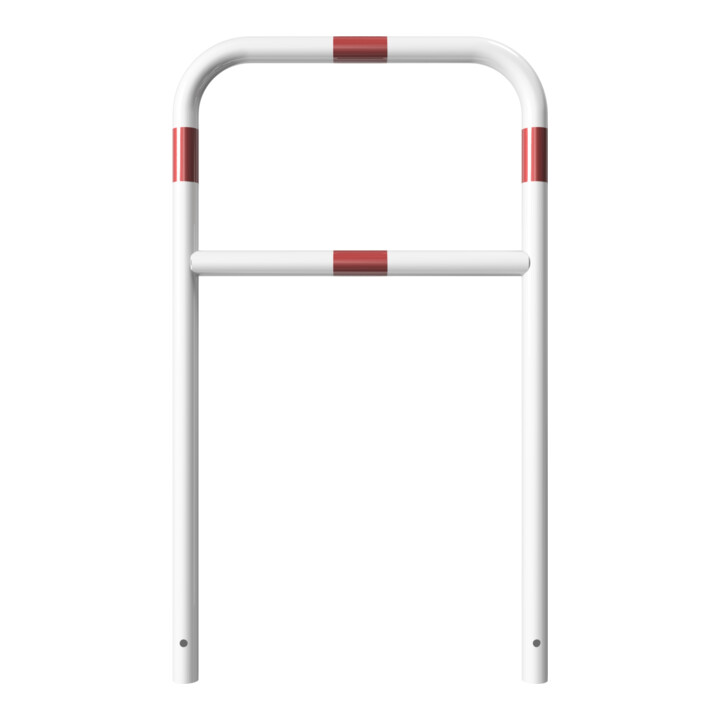 Schake Abweisebügel aus Stahlrohr Ø 48 x 2,5 mm Breite: 700 mm, Höhe: 1200 mm + Querholm, beschichtet, zum Einbetonieren