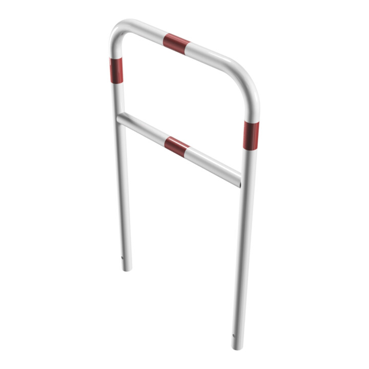 Schake Abweisebügel aus Stahlrohr Ø 48 x 2,5 mm Breite: 700 mm, Höhe: 1200 mm + Querholm, beschichtet, zum Einbetonieren