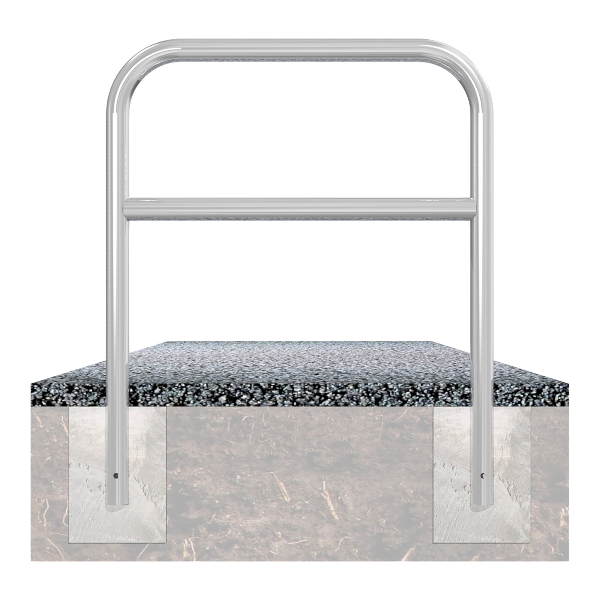Schake Abweisebügel aus Stahlrohr Ø 60 x 2,5 mm Breite: 1000 mm, Höhe: 1200 mm + Querholm, zum Einbetonieren