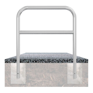 Schake Abweisebügel aus Stahlrohr Ø 60 x 2,5 mm Breite: 1200 mm, Höhe: 1200 mm + Querholm, zum Einbetonieren