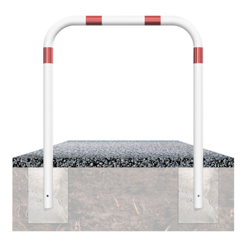 Schake Abweisebügel aus Stahlrohr Ø 60 x 2,5 mm Breite: 1500 mm, Höhe: 1400 mm ohne Querholm, beschichtet, zum Einbetonieren