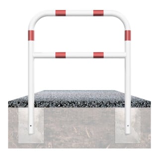 Schake Abweisebügel aus Stahlrohr Ø 60 x 2,5 mm Breite: 1500 mm, Höhe: 1400 mm + Querholm, beschichtet, zum Einbetonieren