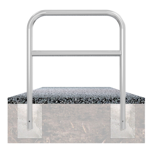 Schake Abweisebügel aus Stahlrohr Ø 60 x 2,5 mm Breite: 1500 mm, Höhe: 1400 mm + Querholm, zum Einbetonieren
