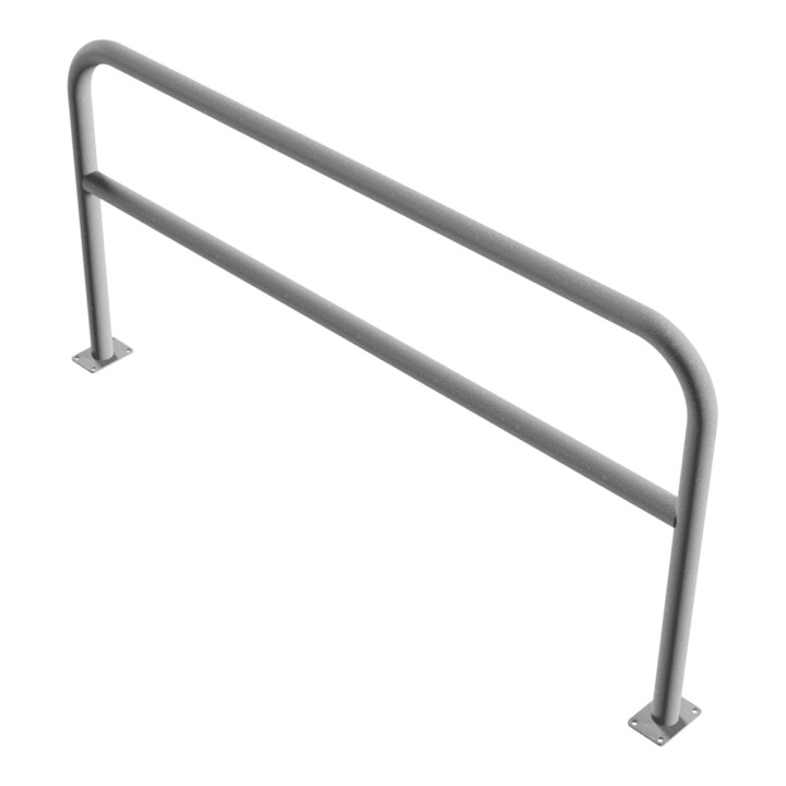 Schake Abweisebügel aus Stahlrohr Ø 60 x 2,5 mm Breite: 2000 mm, Höhe: 1000 mm + Querholm, zum Aufdübeln
